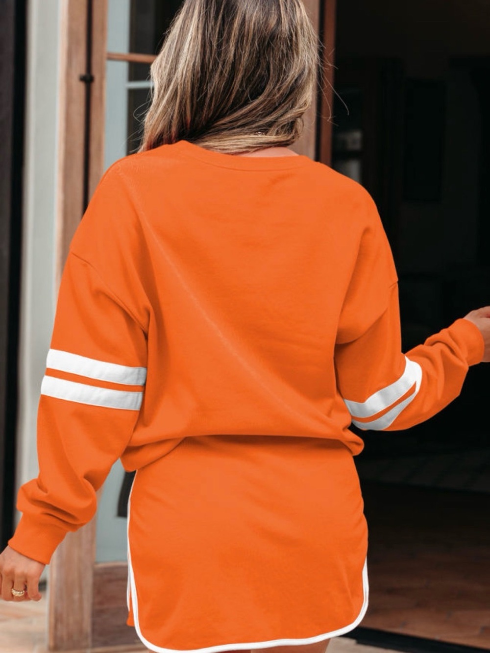 Women's Orange Athletic Skort - Drawstring Waist - Picture 4 of 4